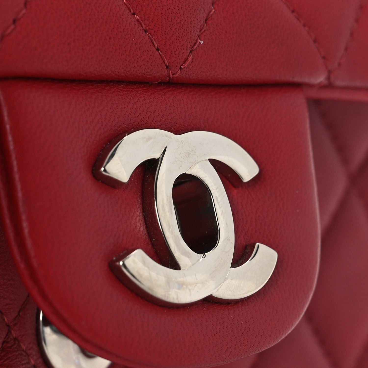 Chanel Lambskin Quilted Mini Rectangular Flap Red 13 of 13