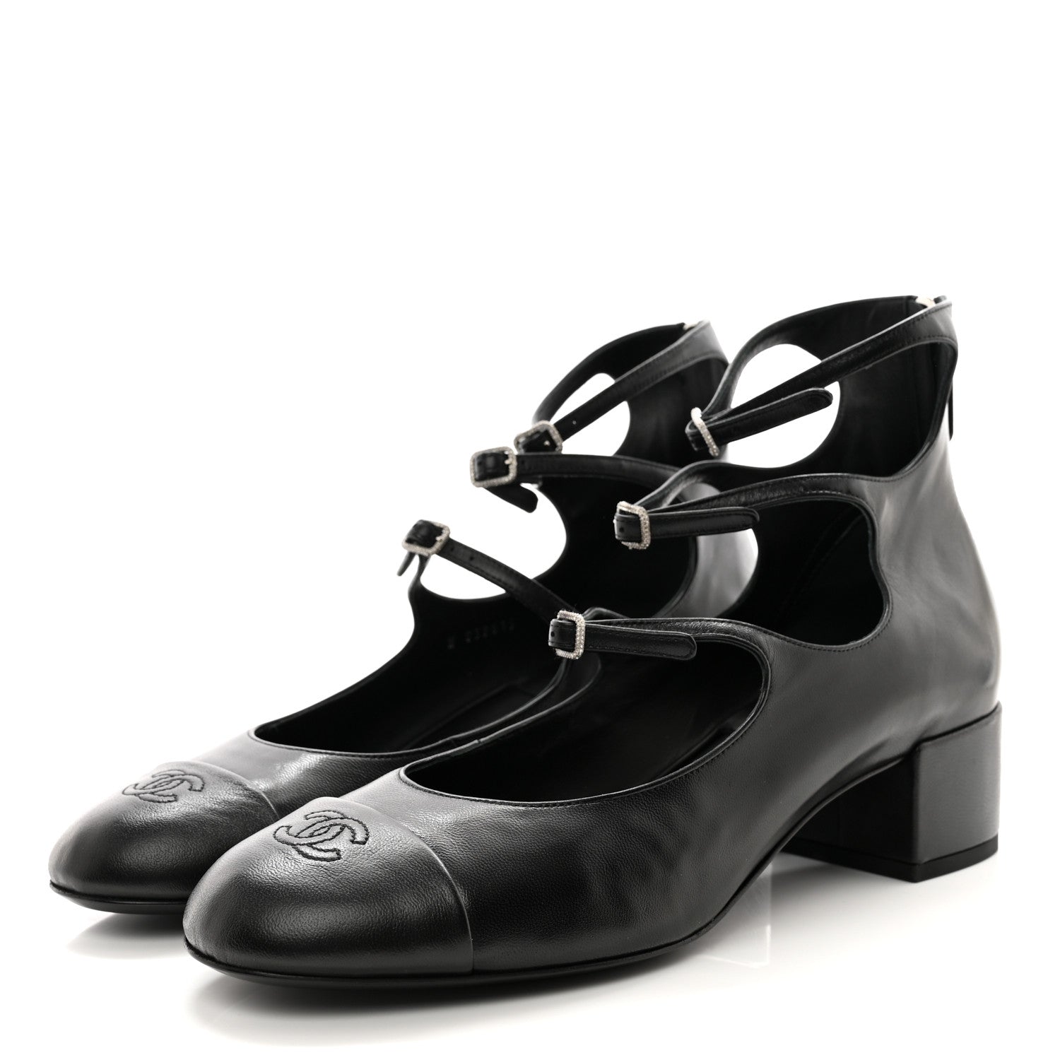 Chanel Lambskin Cap Toe CC Mary Jane Short Boots 41 Black 3 of 9