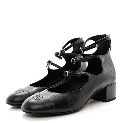 Chanel Lambskin Cap Toe CC Mary Jane Short Boots 41 Black 3 of 9
