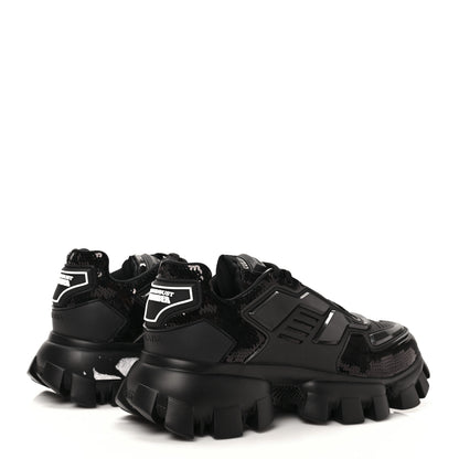 Prada Sequin Cotton Rubber Mens Cloudbust Thunder Sneakers 8 Black 4 of 8