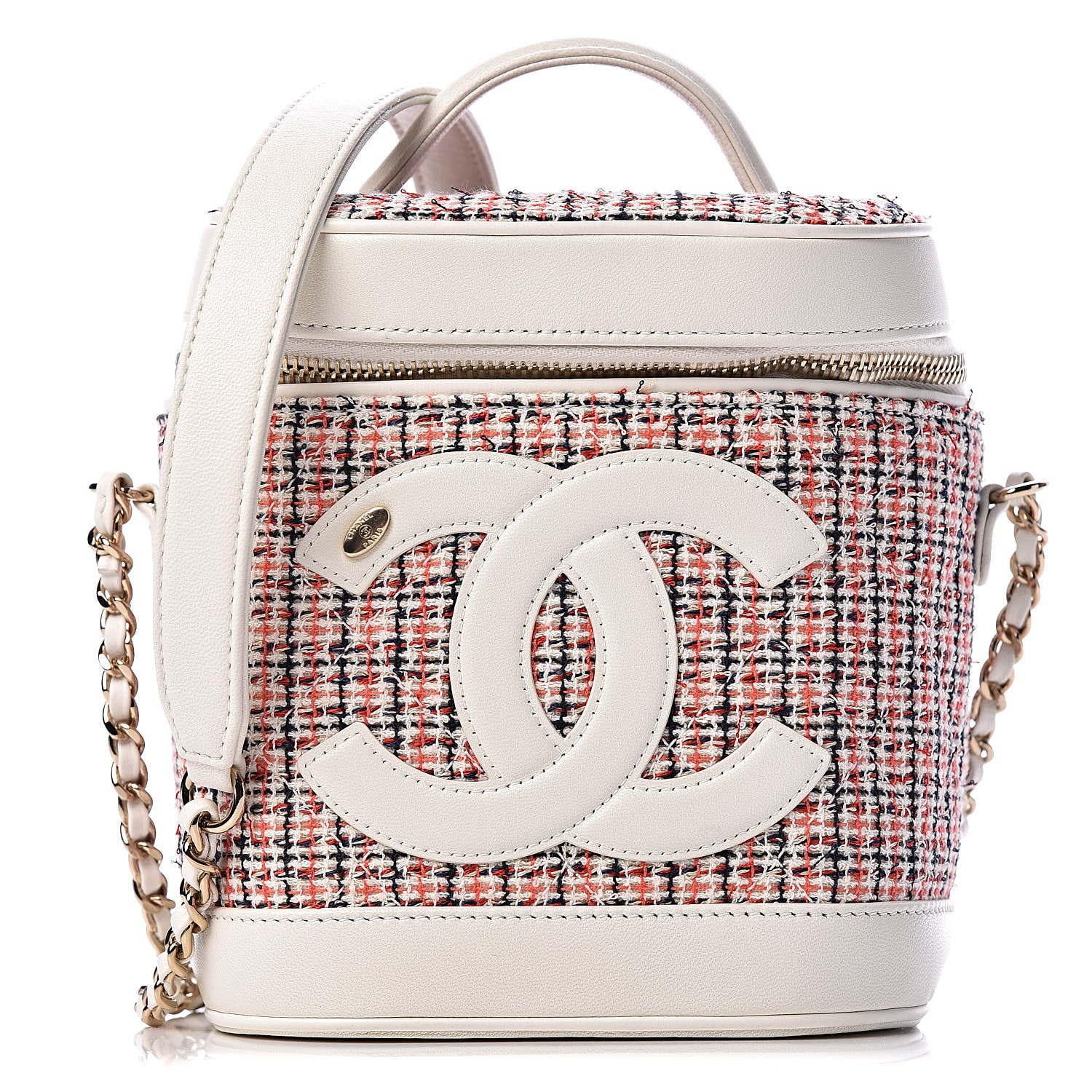 Chanel Tweed Lambskin Timeless Vanity Cosmetic Case White 1 of 10