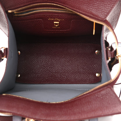 Salvatore Ferragamo Hammered Calfskin Double Handle Small Amy Tote Red 5 of 13