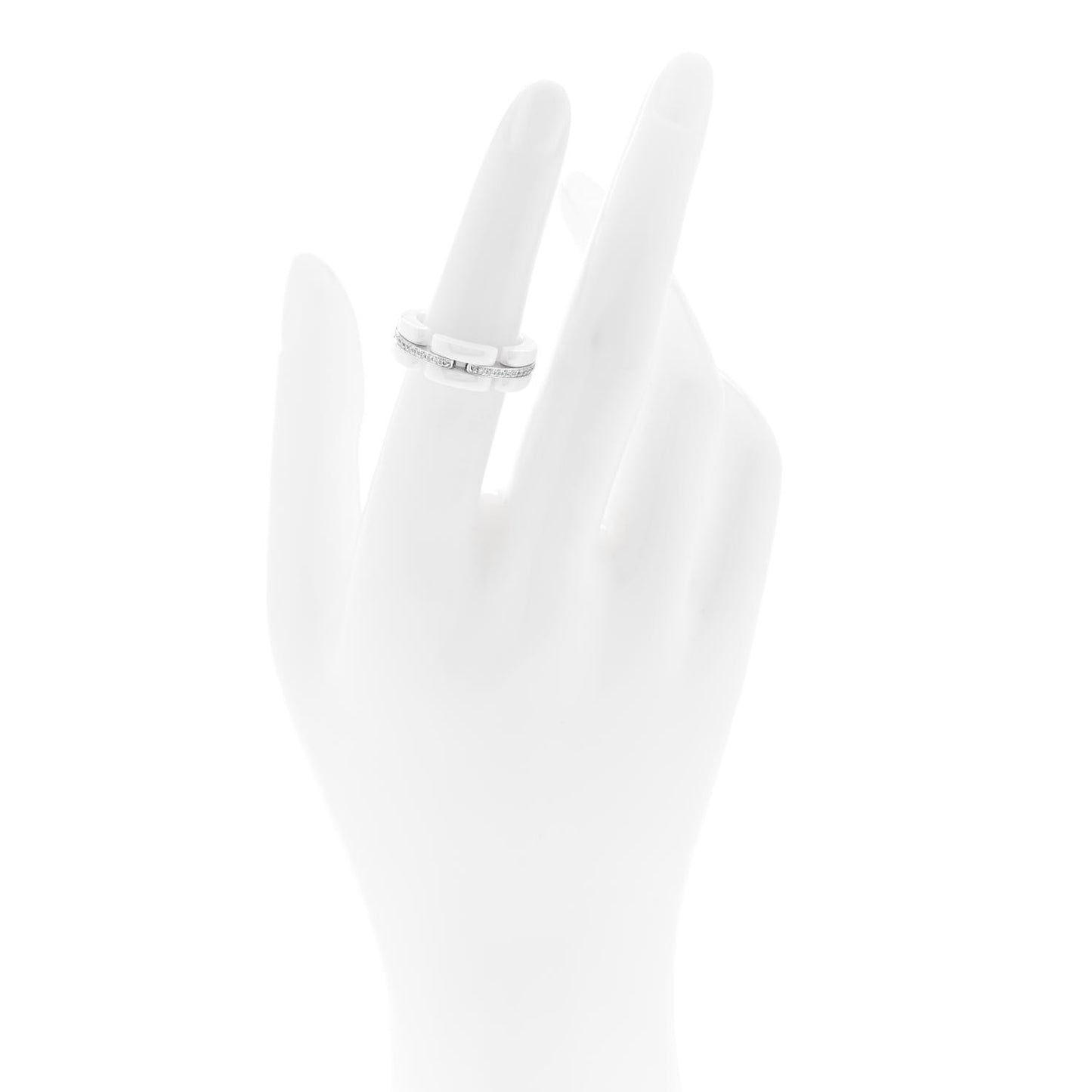 18K White Gold White Ceramic Diamond Ultra Ring 52 6