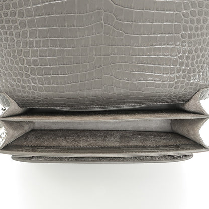 Saint Laurent Calfskin Crocodile Embossed Medium Monogram Sunset Fog 5 of 5