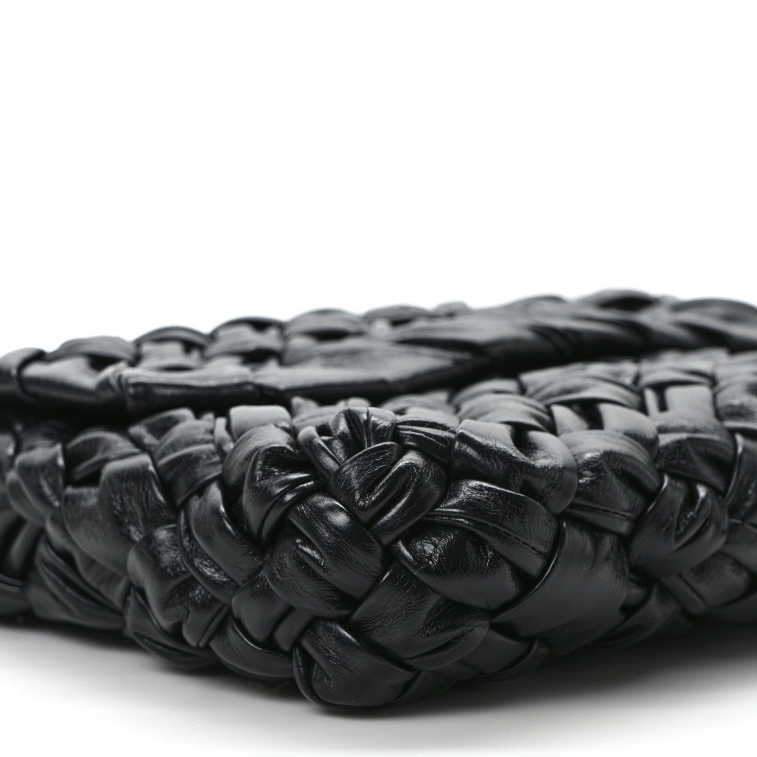 Bottega Veneta Calfskin Foulard Intreccio Kalimero Città Shoulder Bag Black 7 of 9