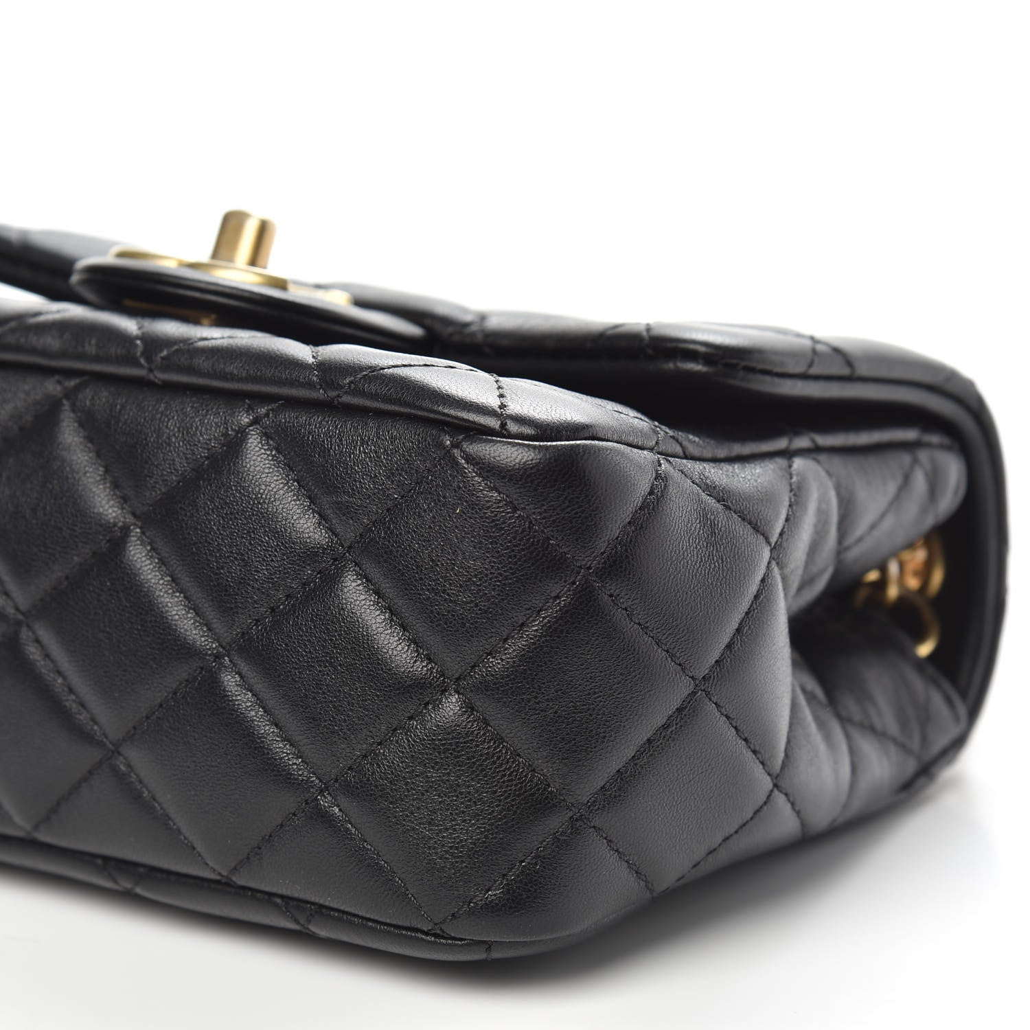 Chanel Lambskin Resin Quilted Mini Pearl Samba Square Flap Black 9 of 11