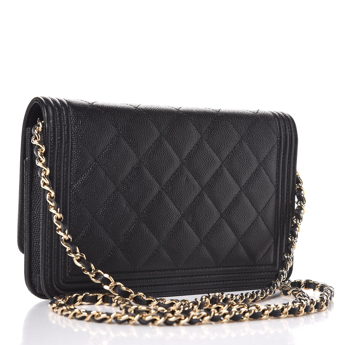 Caviar Quilted Boy Wallet On Chain WOC Black