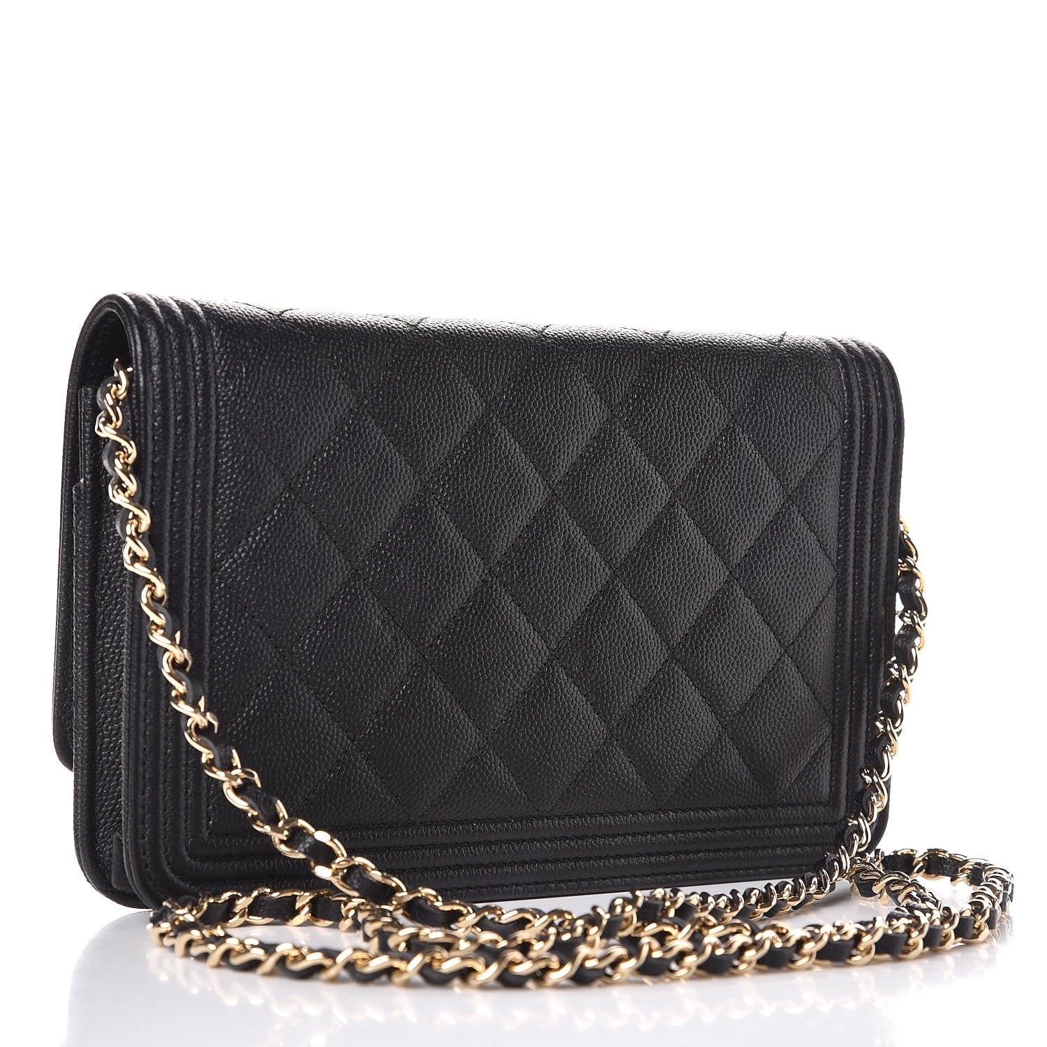 Chanel Caviar Quilted Boy Wallet On Chain WOC Black 3 of 9