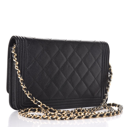 Chanel Caviar Quilted Boy Wallet On Chain WOC Black 3 of 9