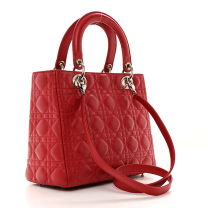 Christian Dior Lambskin Cannage Medium Lady Dior Red 3 of 11