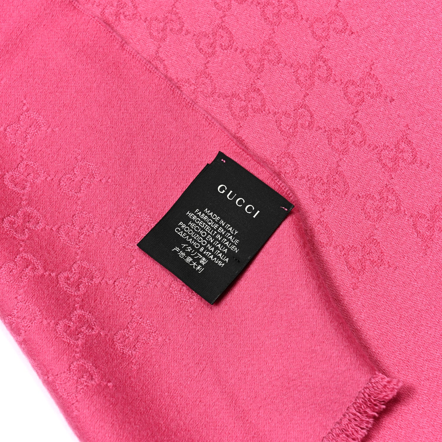 Gucci Cashmere GG Monogram Gem Lux Scarf Fuxia 4 of 4