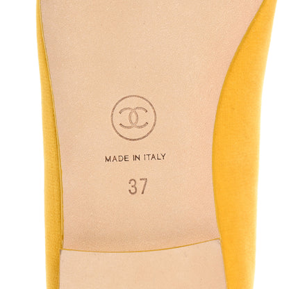 Chanel Velvet Cap Toe Ballerina Flats 37 Yellow 8 of 10