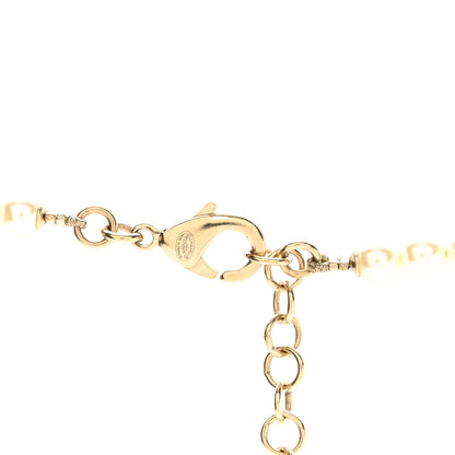 Chanel Crystal Pearl Star Logo Necklace Gold 4 of 5
