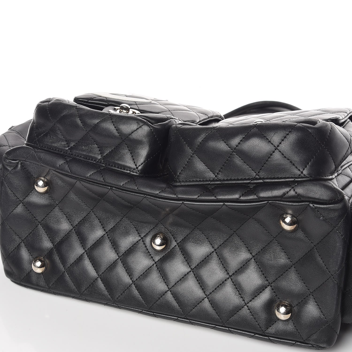 Chanel Calfskin Quilted Large Cambon Multipocket Reporter Black White 10 of 18