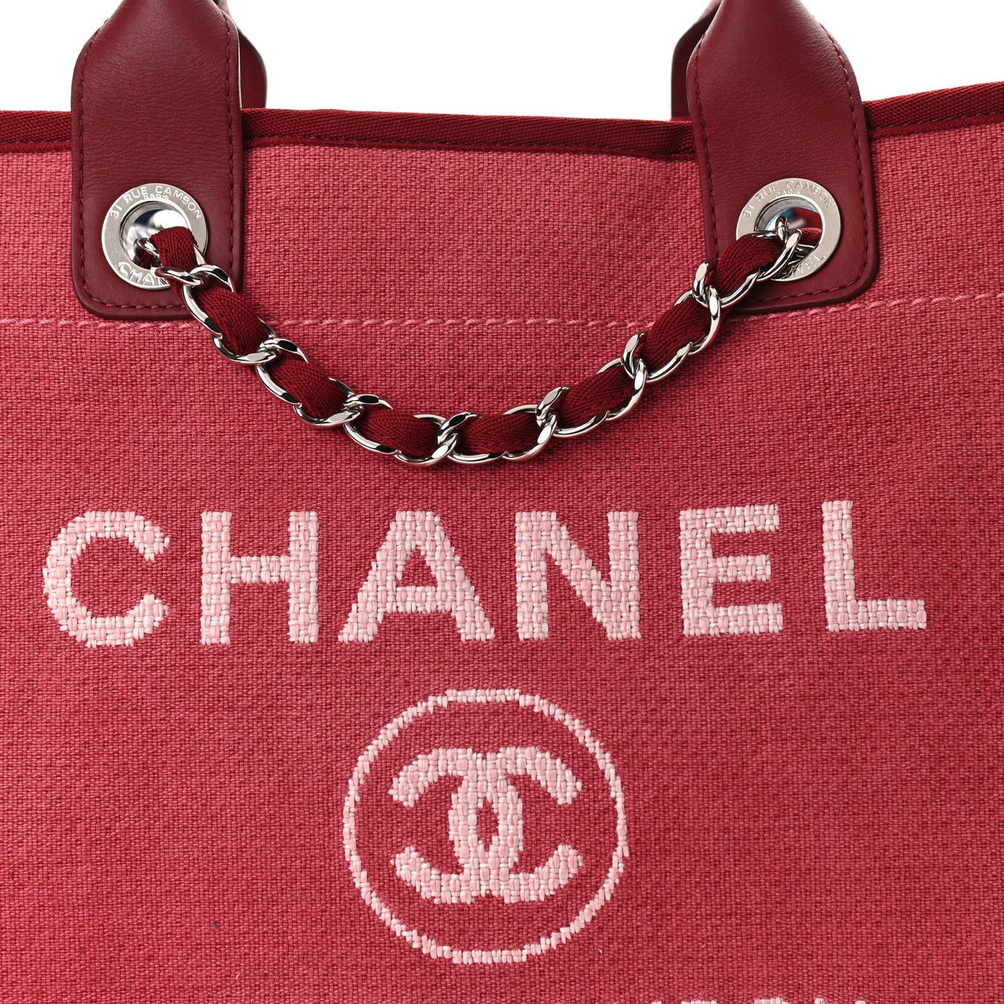 Canvas Medium Deauville Tote Red