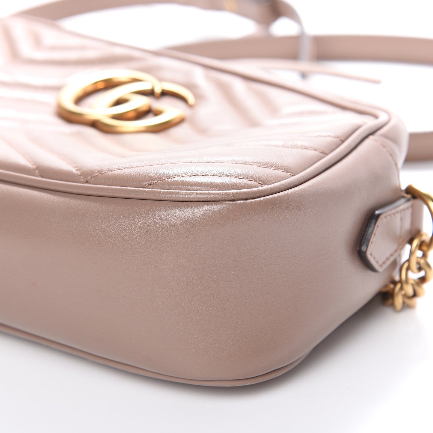 Calfskin Matelasse Small GG Marmont Chain Shoulder Bag Porcelain Rose