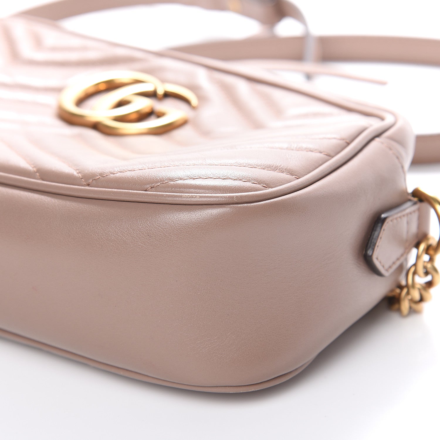 Gucci Calfskin Matelasse Small GG Marmont Chain Shoulder Bag Porcelain Rose 12 of 13