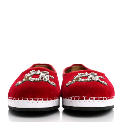 Gucci Velluto Marmara Pearl Embellished Mens Loafer 8.5 Red 3 of 11