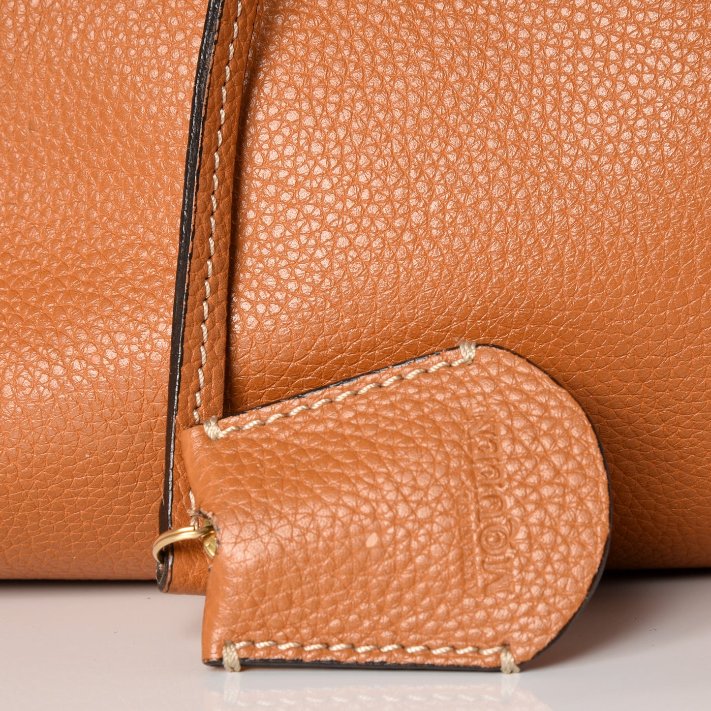Pebbled Calfskin Large Skull Padlock Zip Around Tote Camel