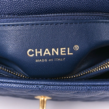 Chanel Caviar Lizard Embossed Quilted Small Coco Handle Flap Navy Blue 6 of 11