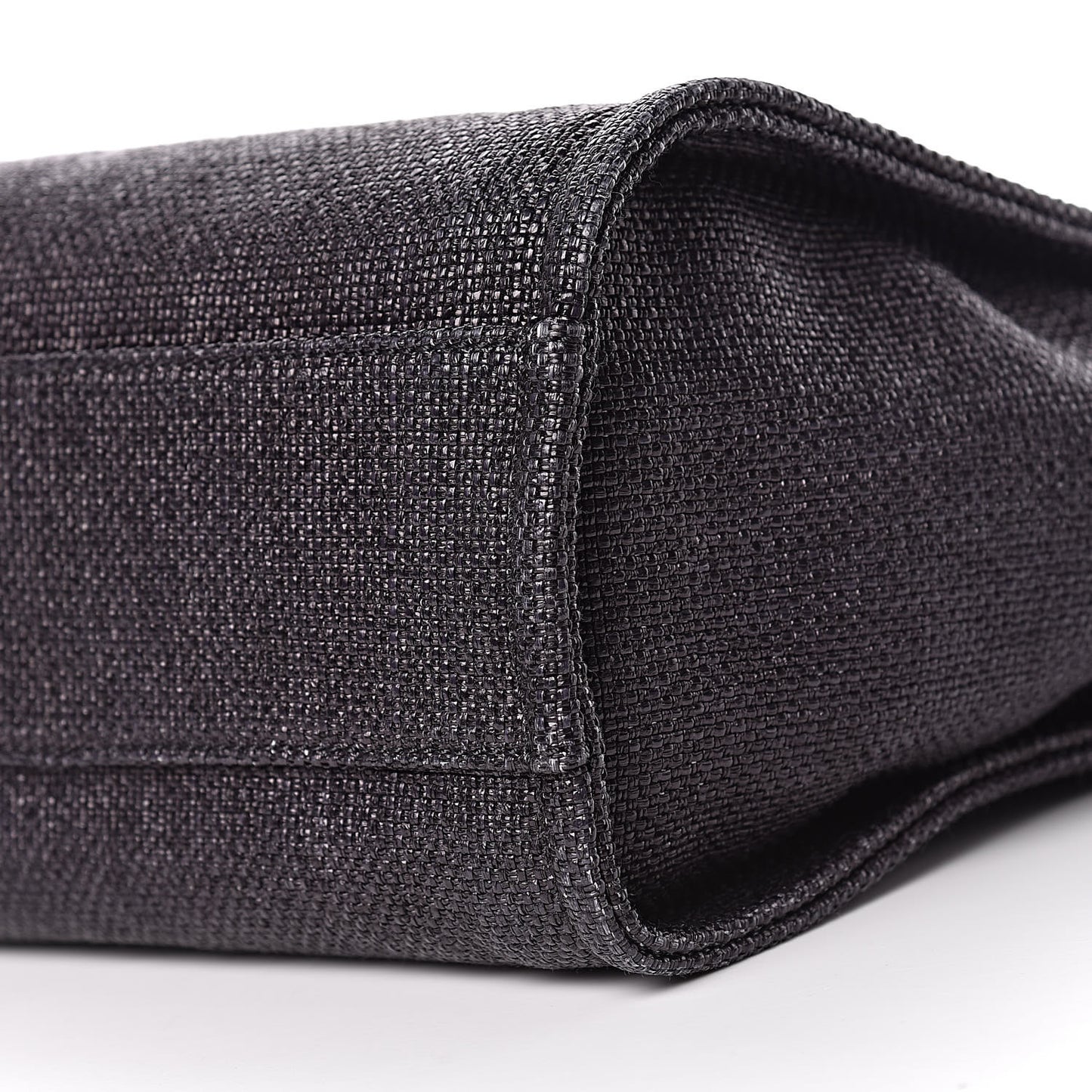 Woven Straw Raffia Small Deauville Tote Black