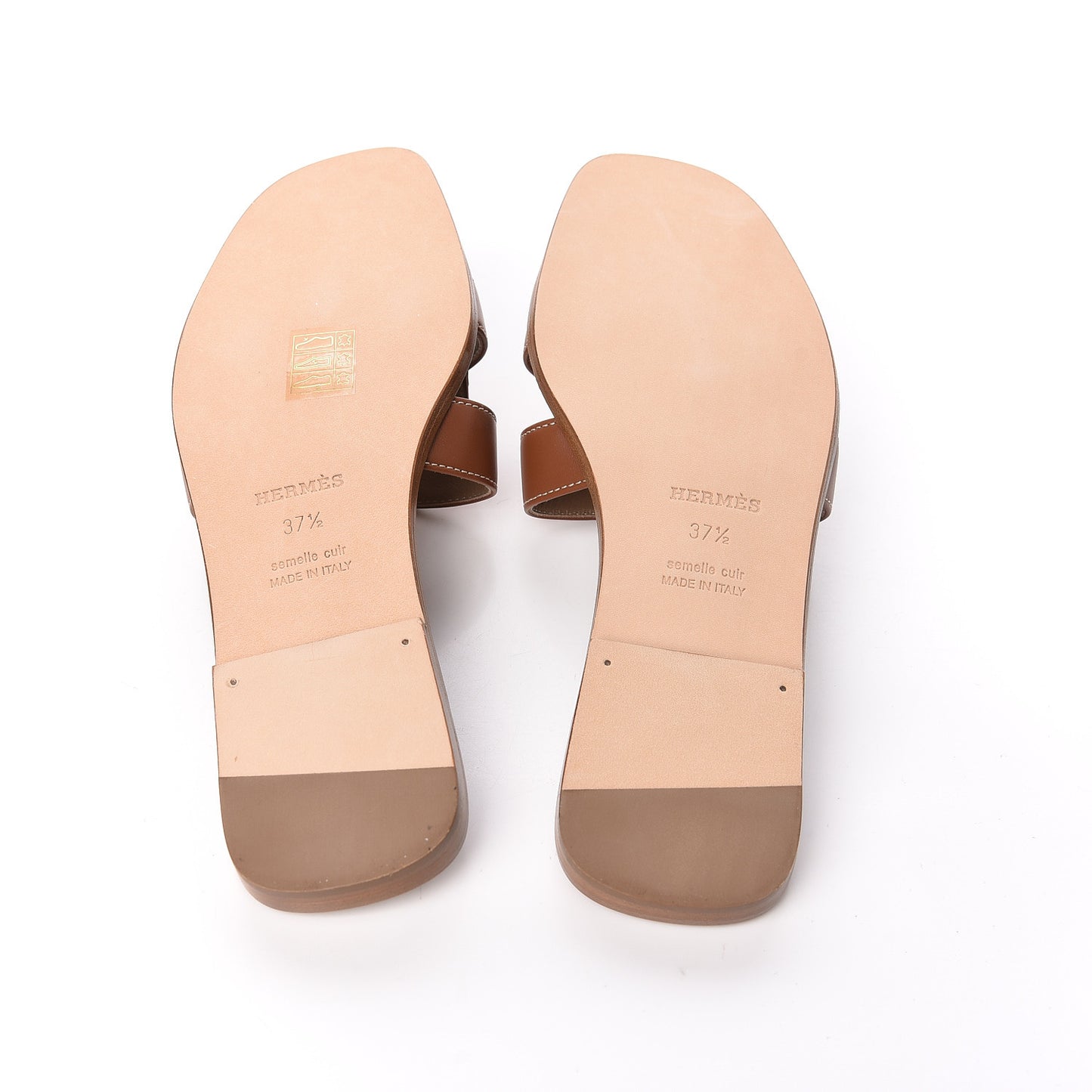 Box Calfskin Oran Sandals 37.5 Gold
