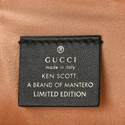 Gucci X KEN SCOTT Calfskin Matelasse Floral Print GG Marmont Zip Pouch Black 6 of 9