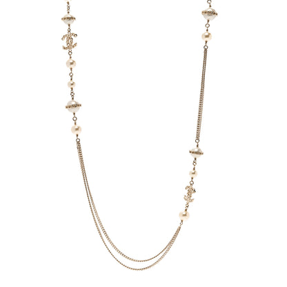 Chanel Pearl Chain CC Multi Strand Necklace Gold 1 of 5