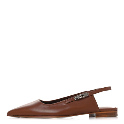 Hermes Nappa Lovely Slingback Flats 36 Gold 1 of 9