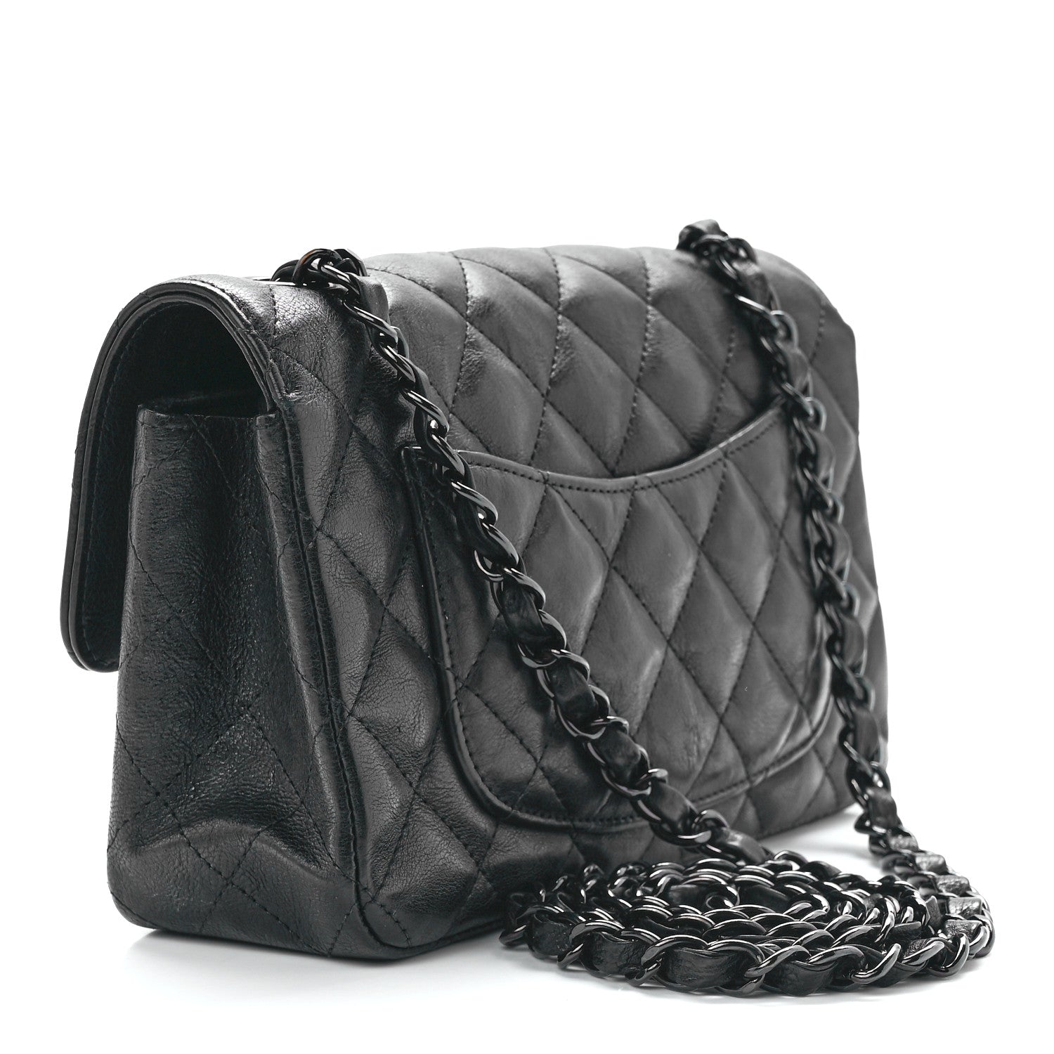 Chanel Crumpled Calfskin Quilted Mini Rectangular Flap So Black 3 of 12