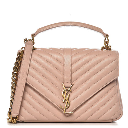 Saint Laurent Sheepskin Matelasse Chevron Monogram Medium College Bag Fard 1 of 10