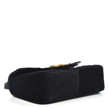 Gucci Velvet Matelasse Small GG Marmont Shoulder Bag Black 5 of 11