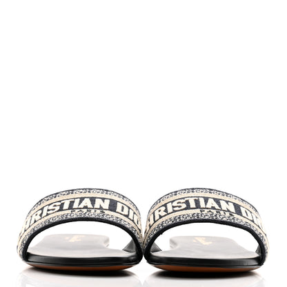 Christian Dior Canvas Embroidered Dway Mules Slide Sandals 39 Deep Blue 2 of 9