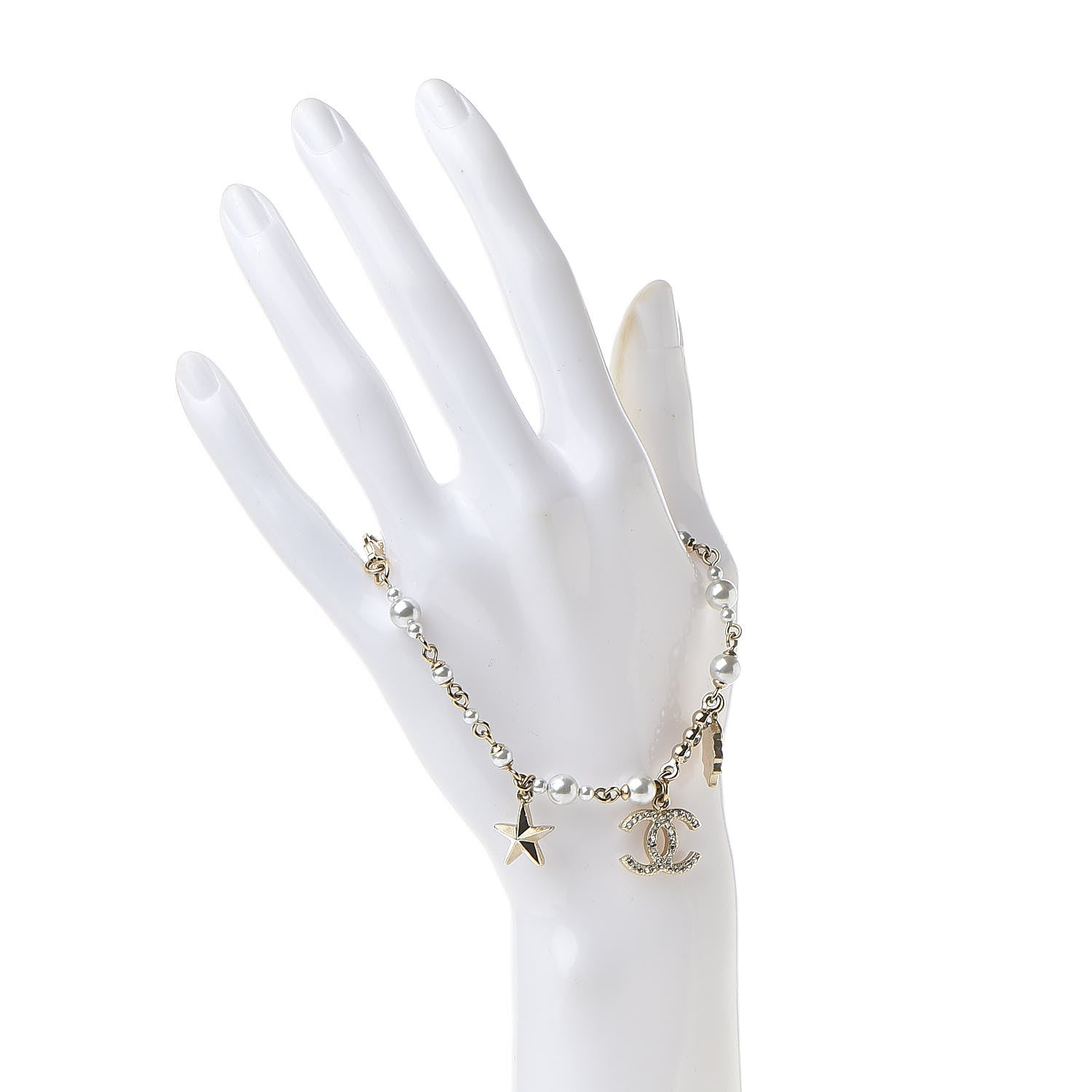 Chanel Pearl Crystal CC Star Bracelet Gold 2 of 4