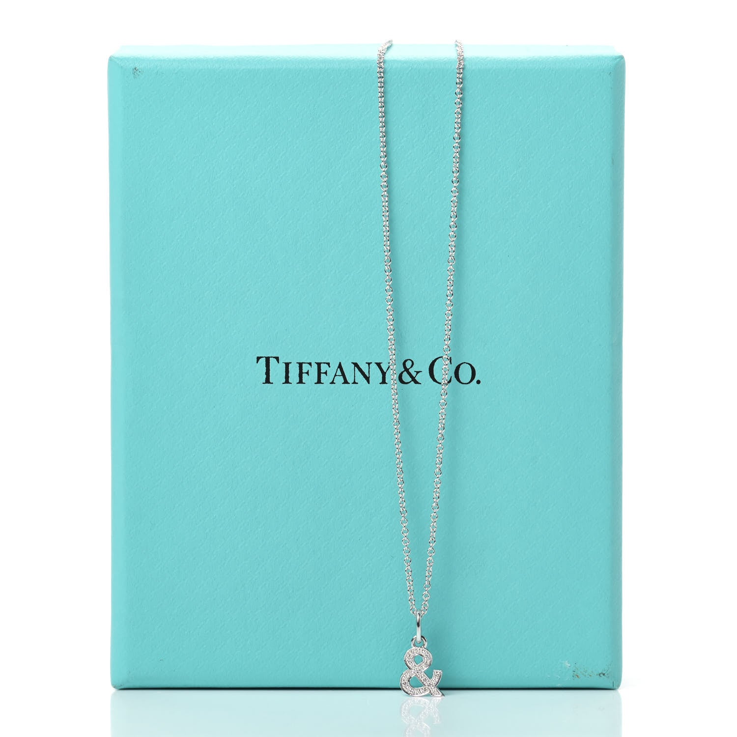 Tiffany 18K White Gold Diamond Small Ampersand Pendant Necklace 7 of 7