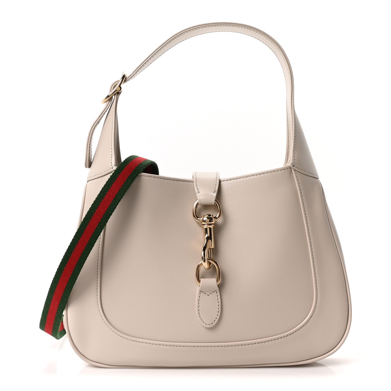 Gucci Ancora Calfskin Web Small Jackie Shoulder Bag Light Grey 1 of 10