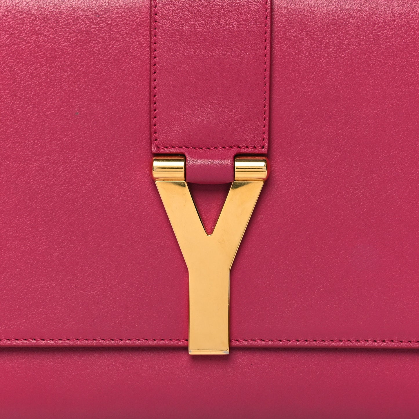 Calfskin Classic Y Ligne Clutch Fuchsia