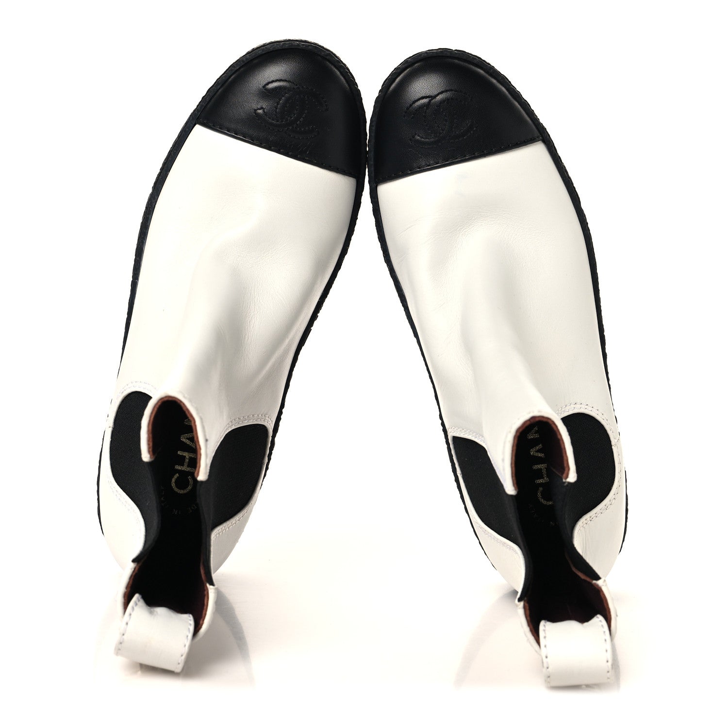 Chanel Calfskin Cap Toe CC Ankle Boots 36 White Black 2 of 8