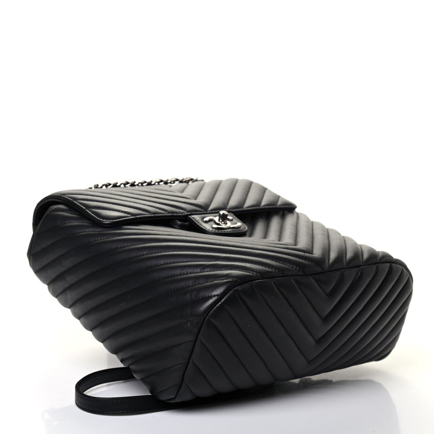 Calfskin Chevron Quilted Large Urban Spirit Backpack Black