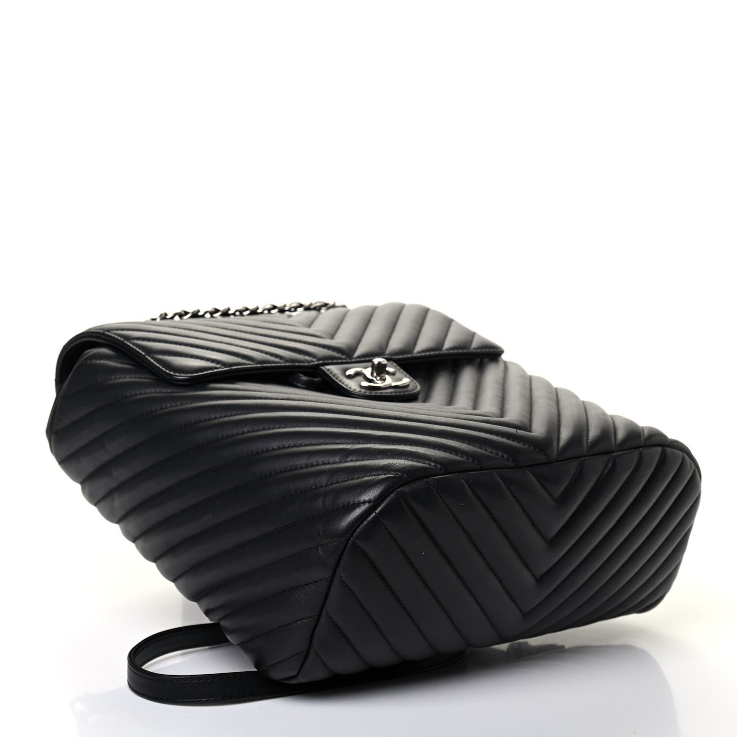 Chanel Calfskin Chevron Quilted Large Urban Spirit Backpack Black 3 of 4