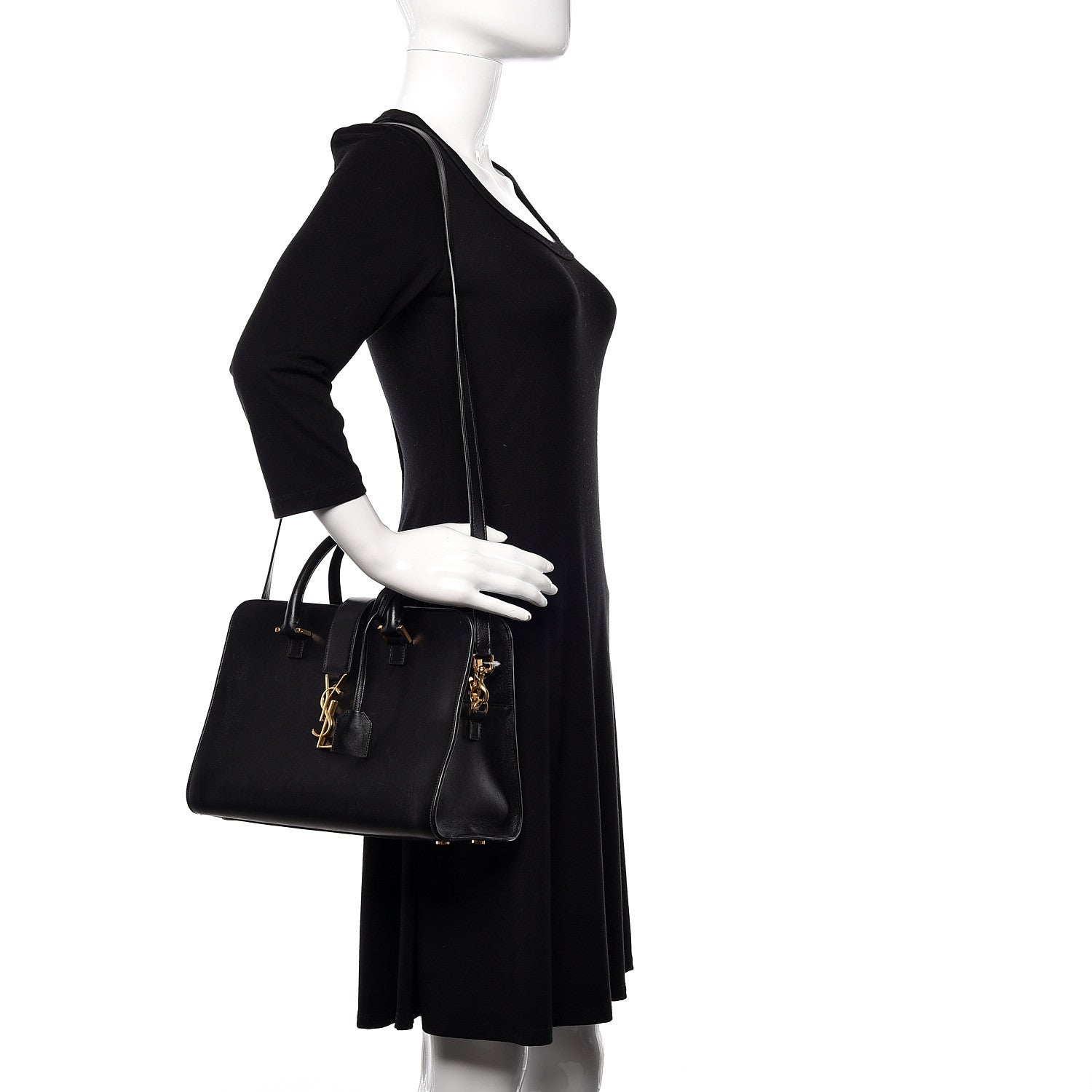 Saint Laurent Calfskin Small Monogram Cabas Black 2 of 10