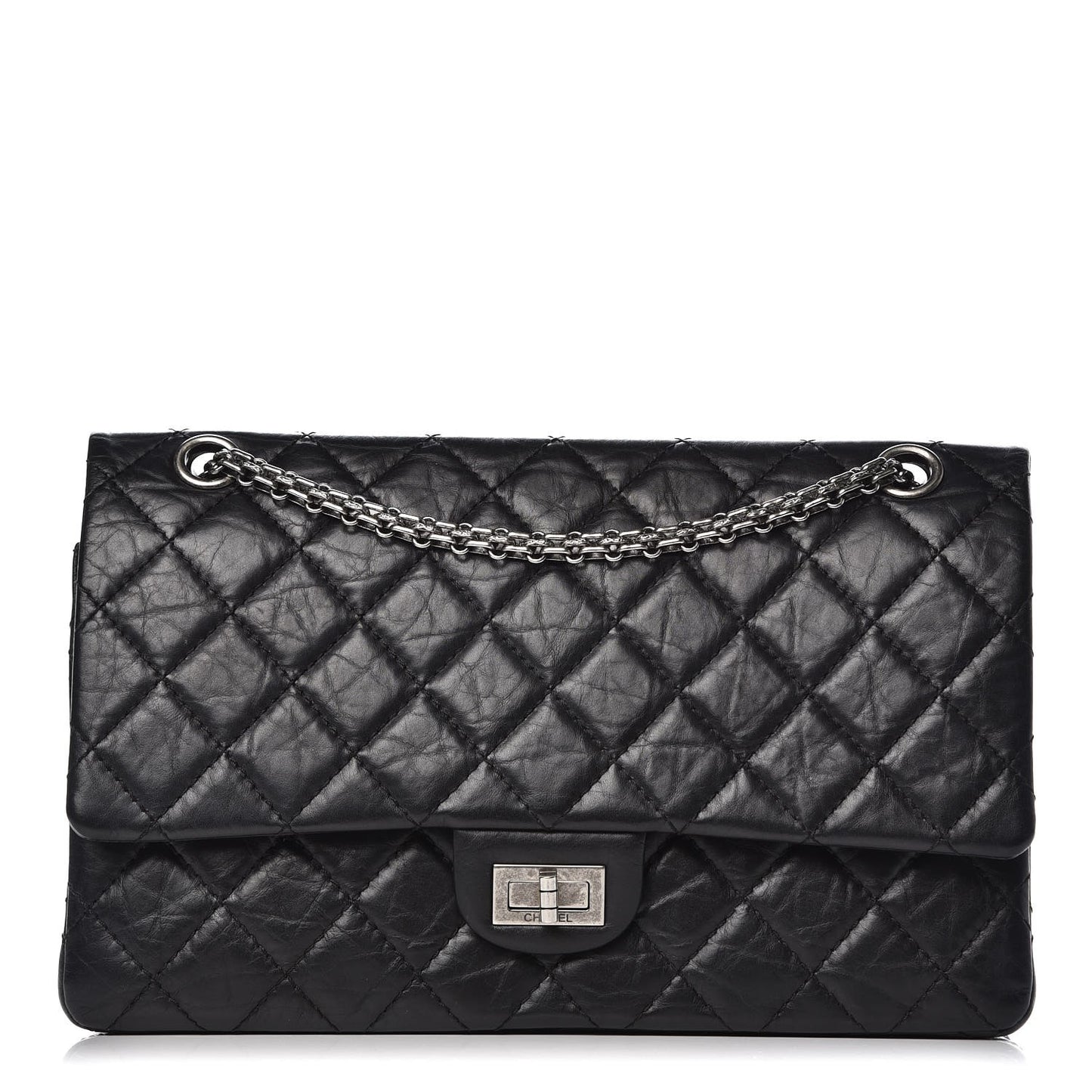 Aged Calfskin Quilted 2.55 Reissue 226 Flap Black