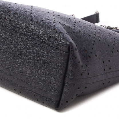 Chanel Perforated Grained Calfskin Small Shopping Tote Black 4 of 11