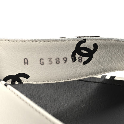 Chanel Lambskin Printed CC Thong Sandals 38 White Black 6 of 9