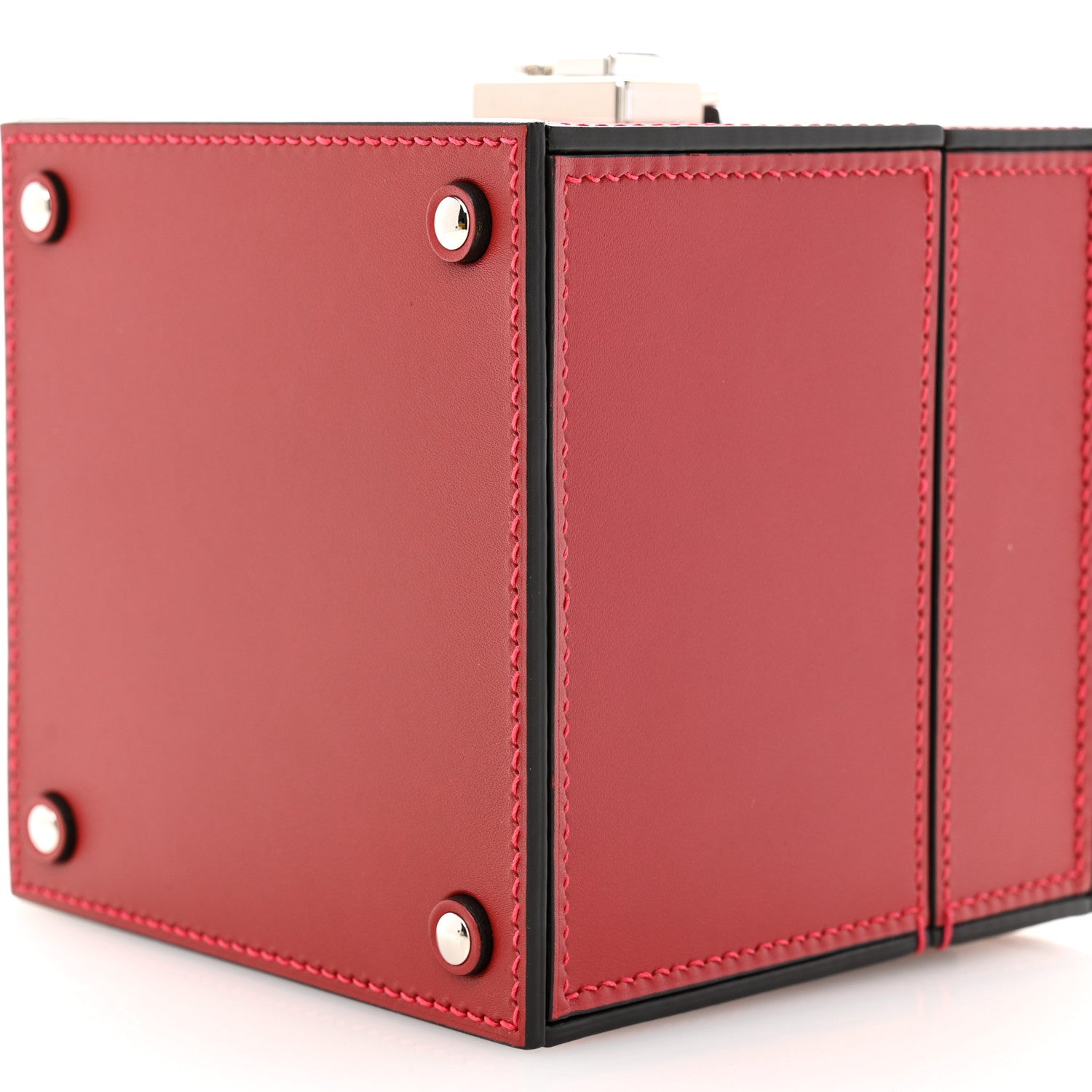 Moynat Calfskin Mini Vanity Case Clutch Scarlet Red 9 of 10
