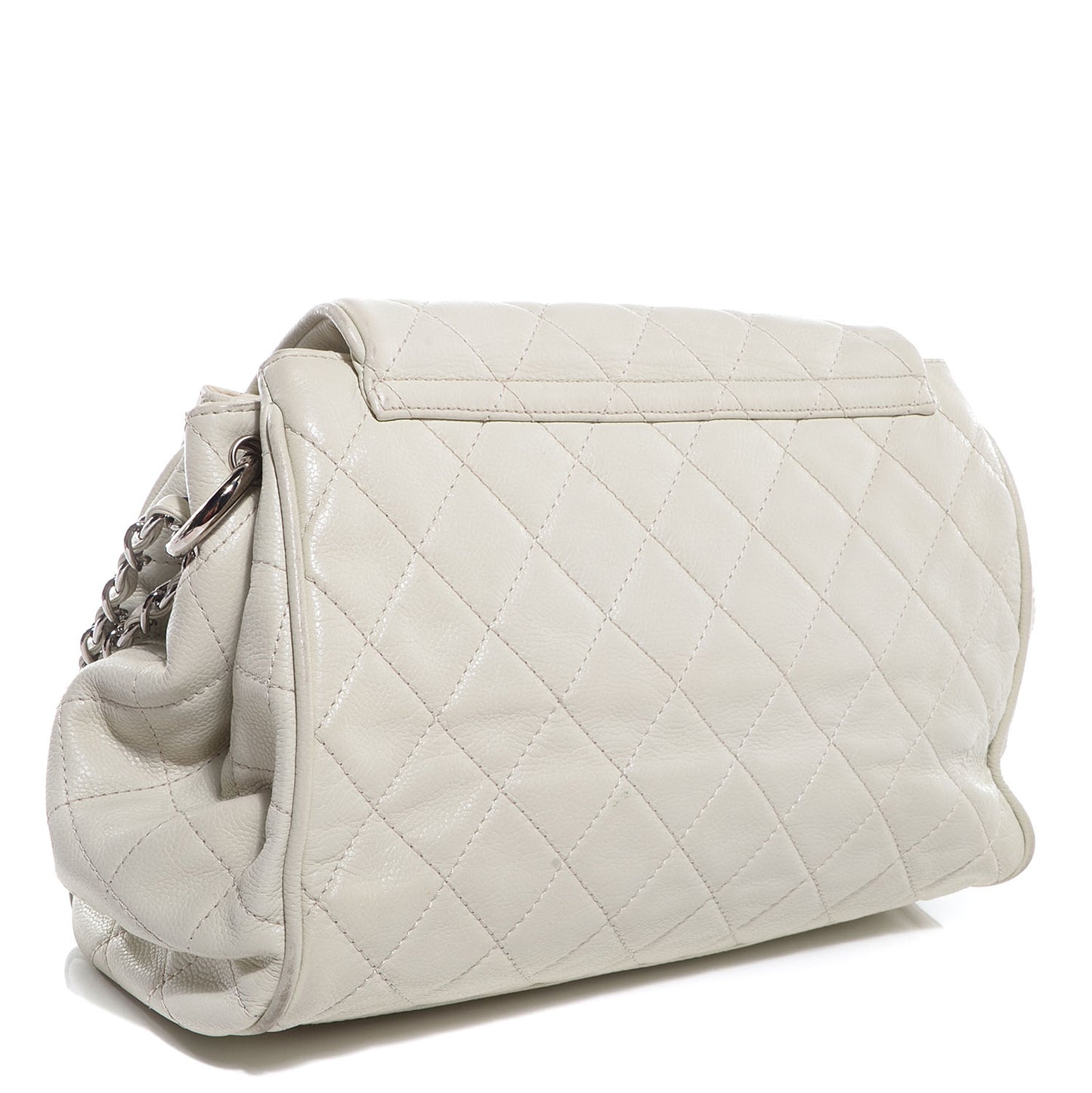 Caviar Quilted Timeless Accordion Flap White