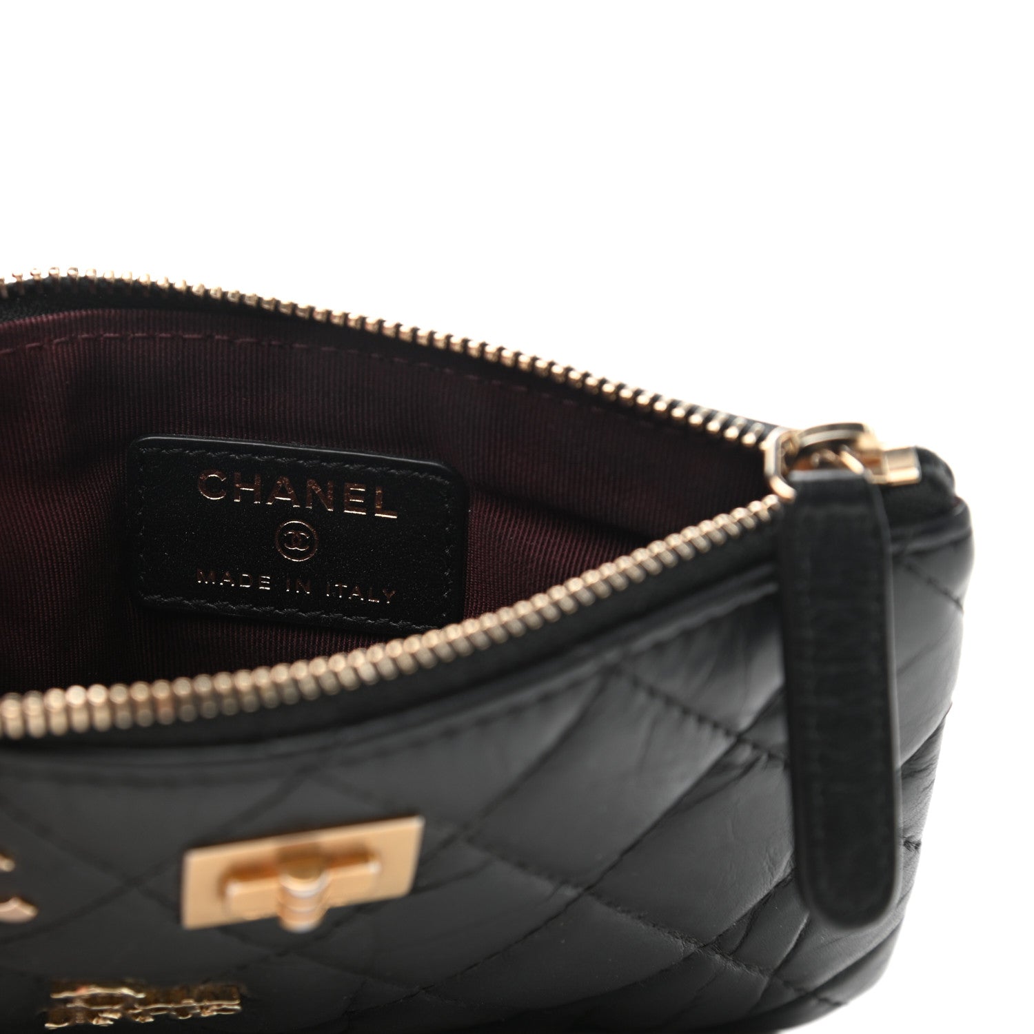 Chanel Aged Calfskin Charm Quilted Small Reissue Cosmetic Case Black 6 of 8