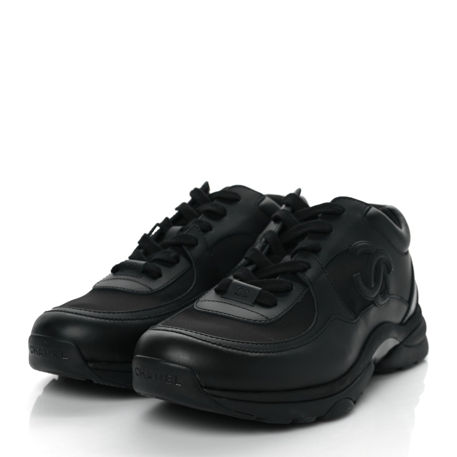 Chanel Calfskin Lambskin CC Uniform Sneakers 40 Black 3 of 8