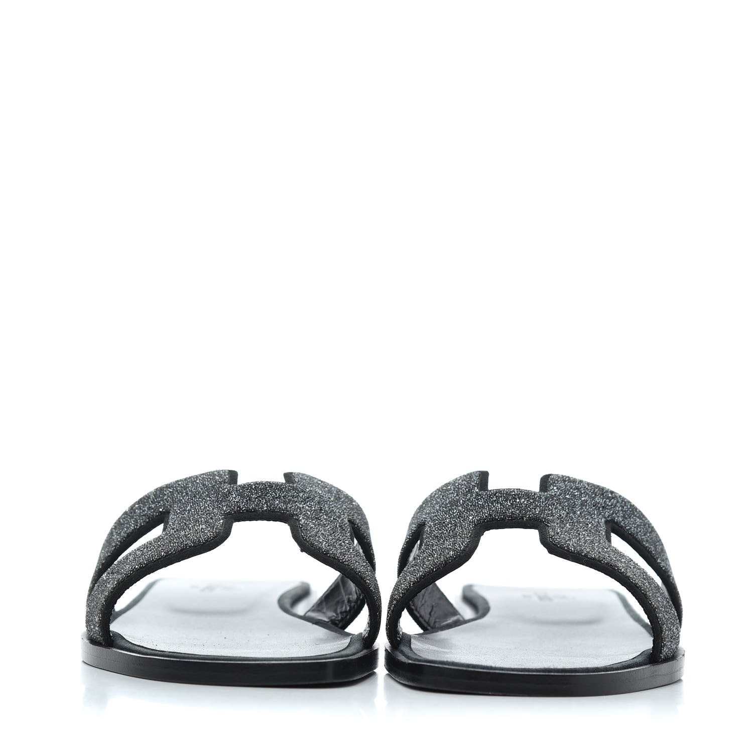 Hermes Suede Goatskin Crystal Oran Sandals 35.5 Bleu Gris 2 of 17