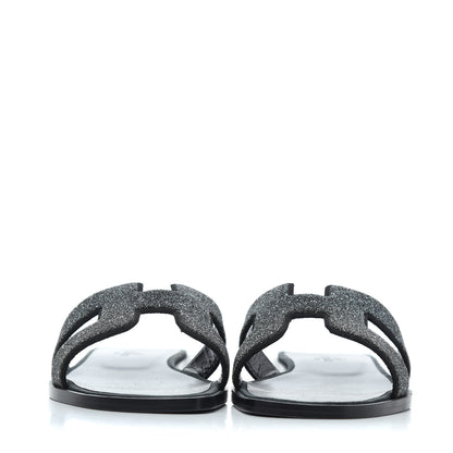 Hermes Suede Goatskin Crystal Oran Sandals 35.5 Bleu Gris 2 of 17